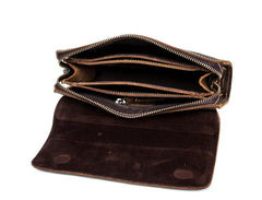 Khaki Cool Mens long Wallet Wristlet Wallets Clutch Wallet Dark Brown Long allets for MenW