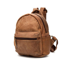 Khaki Fashion Mens Leather Small Travel Backpacks Cute College Backpacks School Backpack for men