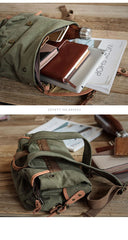 Khaki Retro Canvas Mens Womens Travel Backpack College Backpack Green Canvas School Backpack For Men