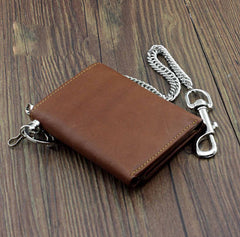 Men's Trifold Small Biker Wallet Chain Wallet