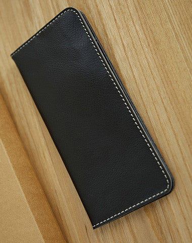 Handmade vintage leather clutch bag long wallet multi ID card holders slots for men - EverHandmade