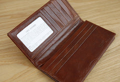 Handmade vintage modern leather clutch bag long wallet ID card holders slots for men