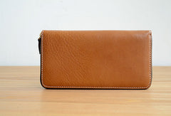 Handmade vintage zip leather clutch iphone bag long wallet ID card holders slots for men - EverHandmade