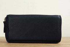 Handmade vintage zip leather clutch iphone bag long wallet ID card holders slots for men - EverHandmade