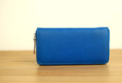 Handmade vintage zip leather clutch iphone bag long wallet ID card holders slots for men - EverHandmade