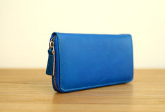 Handmade vintage zip leather clutch iphone bag long wallet ID card holders slots for men - EverHandmade