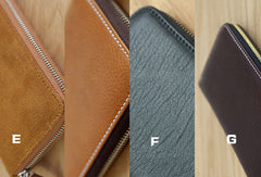 Handmade vintage zip leather clutch iphone bag long wallet ID card holders slots for men - EverHandmade