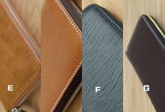 Handmade vintage zip leather clutch iphone bag long wallet ID card holders slots for men