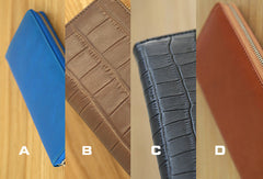 Handmade vintage zip leather clutch iphone bag long wallet ID card holders slots for men - EverHandmade