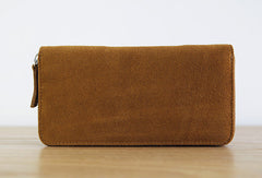 Handmade vintage zip leather clutch iphone bag long wallet ID card holders slots for men - EverHandmade