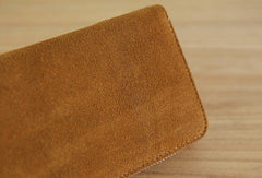 Handmade vintage zip leather clutch iphone bag long wallet ID card holders slots for men - EverHandmade