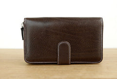 Handmade vintage leather long clutch Wallet zipper long wallet for men - EverHandmade