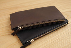 Handmade vintage leather long Wallet clutch zipper Wallet long wallet for men