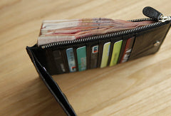 Handmade vintage leather long Wallet clutch zipper Wallet long wallet for men