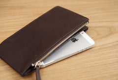 Handmade vintage leather long Wallet clutch zipper Wallet long wallet for men