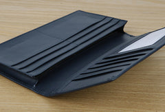 Handmade vintage knit leather clutch bag long wallet ID card holders slots for men - EverHandmade