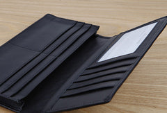 Handmade vintage knit leather clutch bag long wallet ID card holders slots for men - EverHandmade