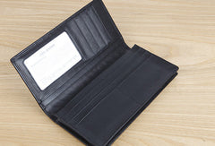 Handmade vintage knit leather clutch bag long wallet ID card holders slots for men - EverHandmade