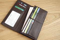 Handmade vintage knit leather clutch bag long wallet ID card holders slots for men