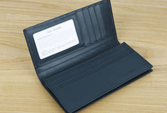 Handmade vintage knit leather clutch bag long wallet ID card holders slots for men - EverHandmade