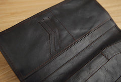 Handmade vintage brown leather clutch bag long wallet multi ID card holders slots for men - EverHandmade