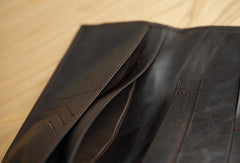 Handmade vintage brown leather clutch bag long wallet multi ID card holders slots for men - EverHandmade