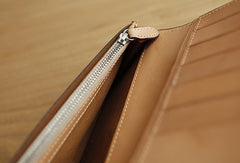 Handmade knit vintage leather clutch bag long wallet multi ID card holders slots for men - EverHandmade