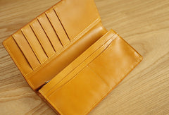 Handmade knit vintage leather clutch bag long wallet multi ID card holders slots for men - EverHandmade