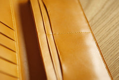 Handmade knit vintage leather clutch bag long wallet multi ID card holders slots for men - EverHandmade