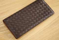 Handmade knit vintage leather clutch bag long wallet multi ID card holders slots for men - EverHandmade