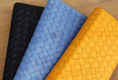 Handmade knit vintage leather clutch bag long wallet multi ID card holders slots for men - EverHandmade