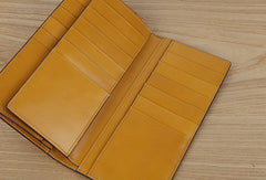 Handmade knit vintage leather clutch bag long wallet multi ID card holders slots for men - EverHandmade