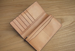 Handmade knit vintage leather clutch bag long wallet multi ID card holders slots for men - EverHandmade