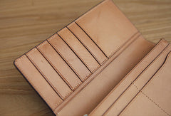 Handmade knit vintage leather clutch bag long wallet multi ID card holders slots for men - EverHandmade