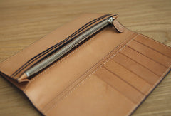 Handmade knit vintage leather clutch bag long wallet multi ID card holders slots for men - EverHandmade