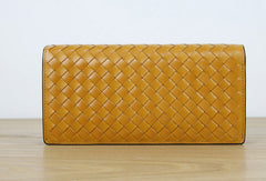 Handmade knit vintage leather clutch bag long wallet multi ID card holders slots for men - EverHandmade