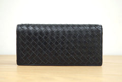 Handmade knit vintage leather clutch bag long wallet multi ID card holders slots for men - EverHandmade