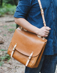 Handmade Leather backpack bag shoulder bag black brown for unisex leather messenger bag