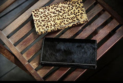 Handmade fashion modern leopard cilice leather long wallet clutch for women/lady girl