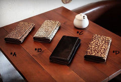 Handmade fashion modern leopard cilice leather long wallet clutch for women/lady girl