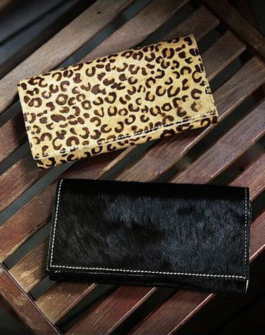 Handmade fashion modern leopard cilice leather long wallet clutch for women/lady girl