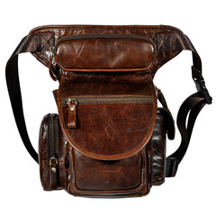 LEATHER DROP LEG BAG BELT POUCH MENS WAIST BAG SHOULDER BAG FOR MEN
