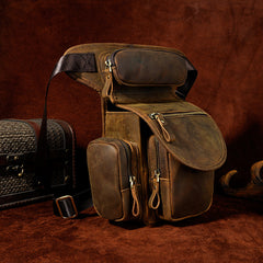 LEATHER DROP LEG BAG BELT POUCH MENS WAIST BAG SHOULDER BAG FOR MEN