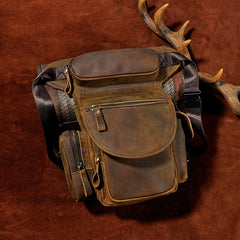 LEATHER DROP LEG BAG BELT POUCH MENS WAIST BAG SHOULDER BAG FOR MEN