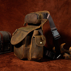 LEATHER DROP LEG BAG BELT POUCH MENS WAIST BAG SHOULDER BAG FOR MEN