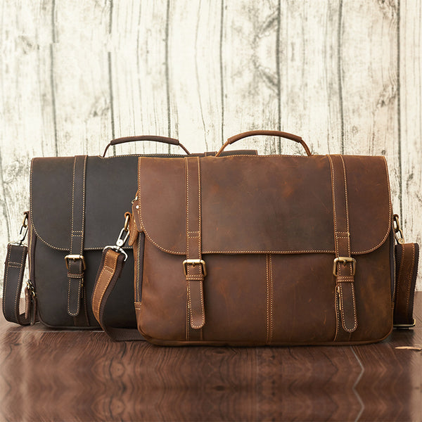 LEATHER MENS BRIEFCASE MESSENGER BAG WORK BAG Handbag FOR MEN