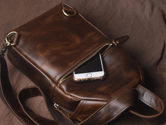 LEATHER MENS COOL SLING BAG CROSSBODY BAG CHEST BAG FOR MEN