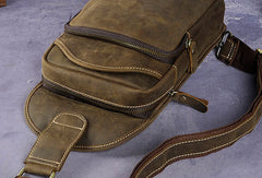 sling leather bags Leather Chest Bag For Men Cool Leather Sling Bag Mens Sling Crossbody Backpack