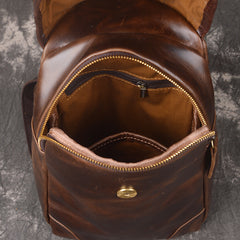 LEATHER MENS COOL SLING BAG CROSSBODY BAG CHEST BAG FOR MEN
