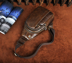 COOL LEATHER MENS SLING BAGs SLING CROSSBODY Backpack CHEST BAG FOR MEN